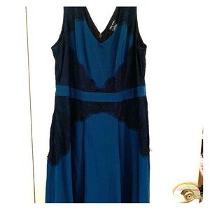 City Chic Teal and Black Corset Lace Dress